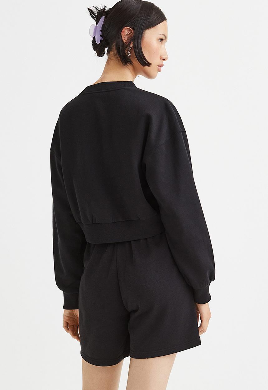H&M - Cropped sweatshirt - black