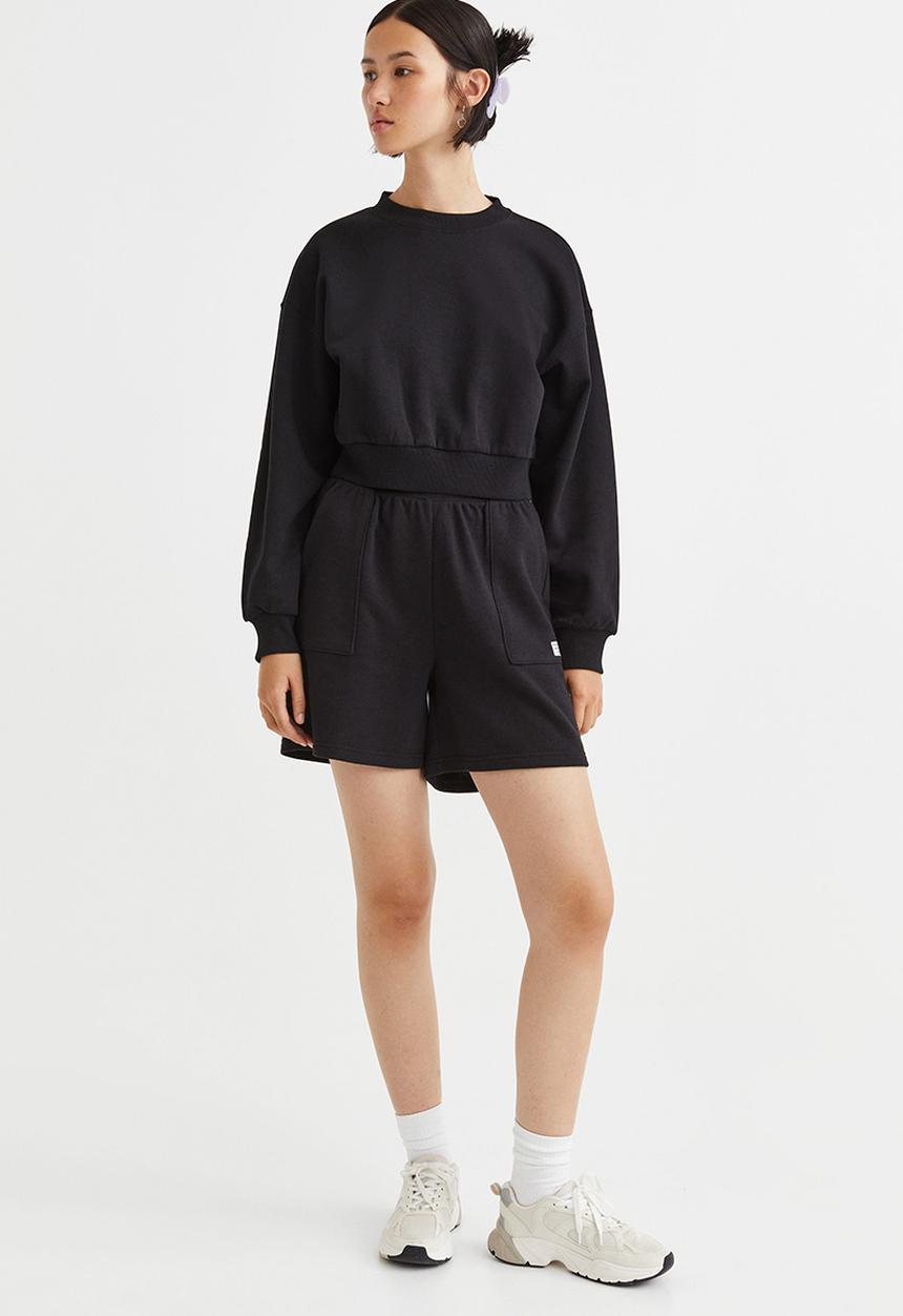 H&M - Cropped sweatshirt - black