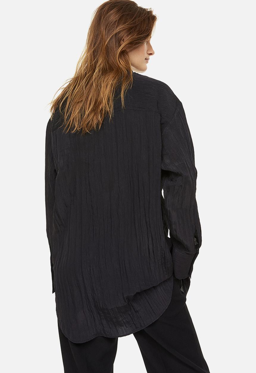 H&M - Crinkled chiffon shirt - black