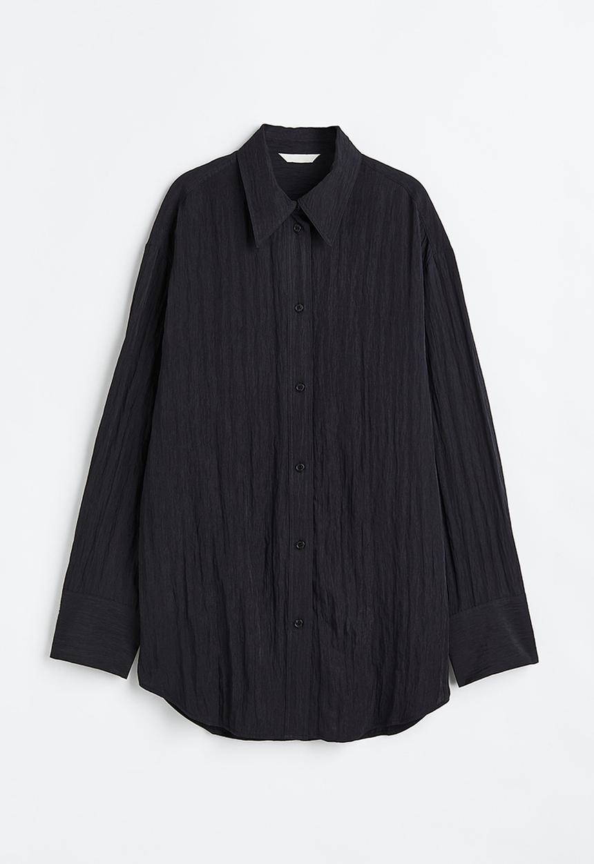 H&M - Crinkled chiffon shirt - black