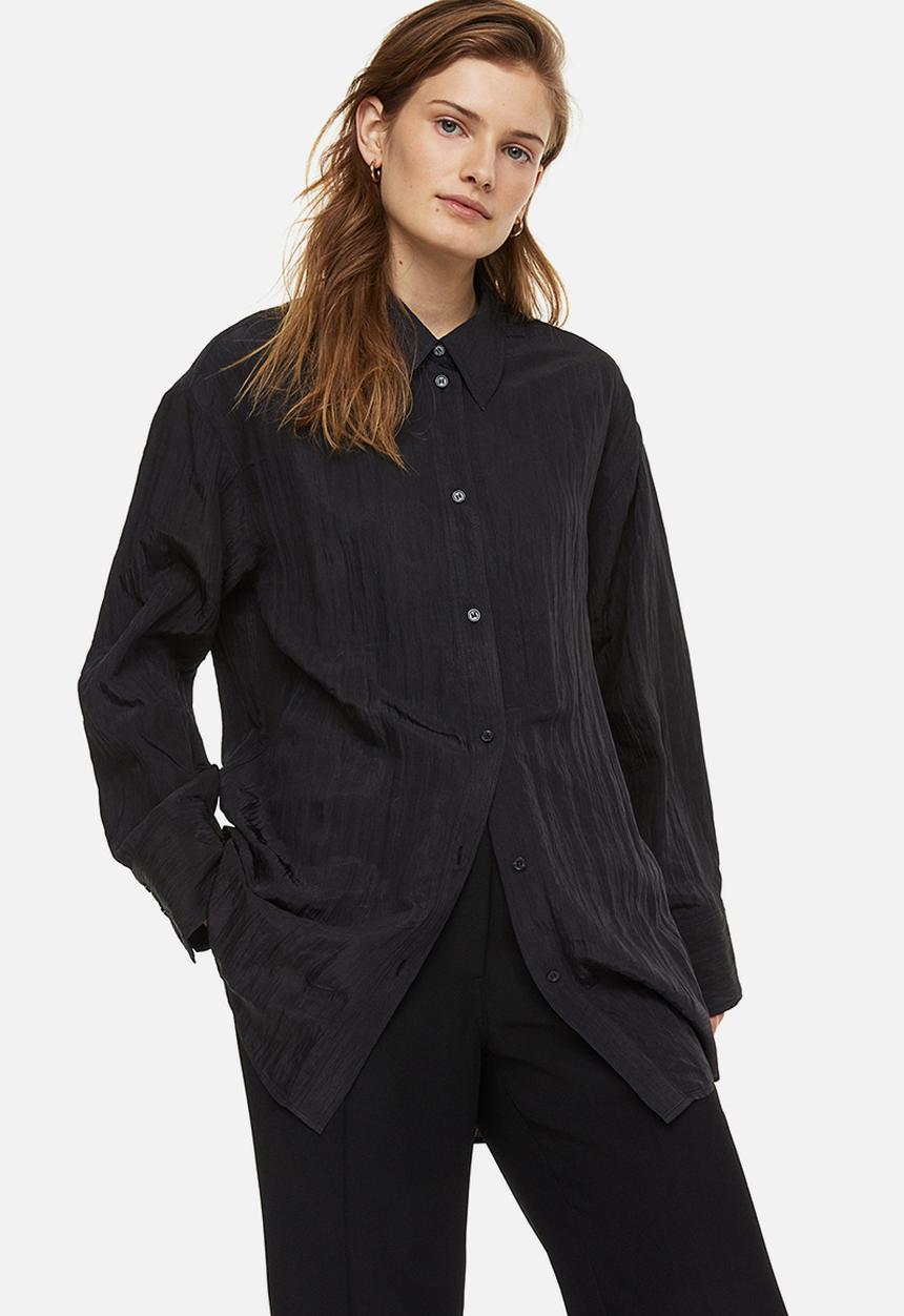H&M - Crinkled chiffon shirt - black