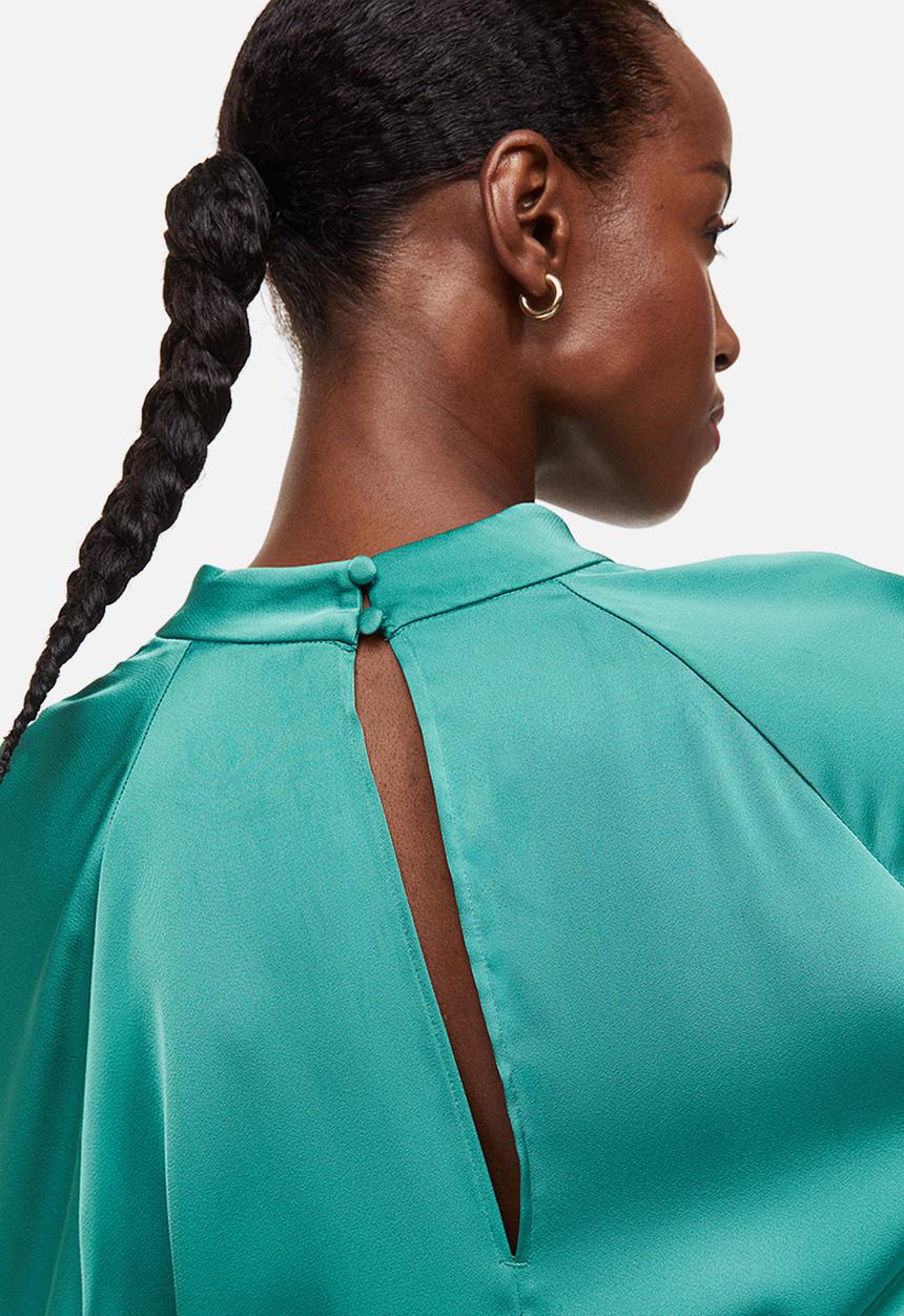 H&M - Tie-belt satin dress - green