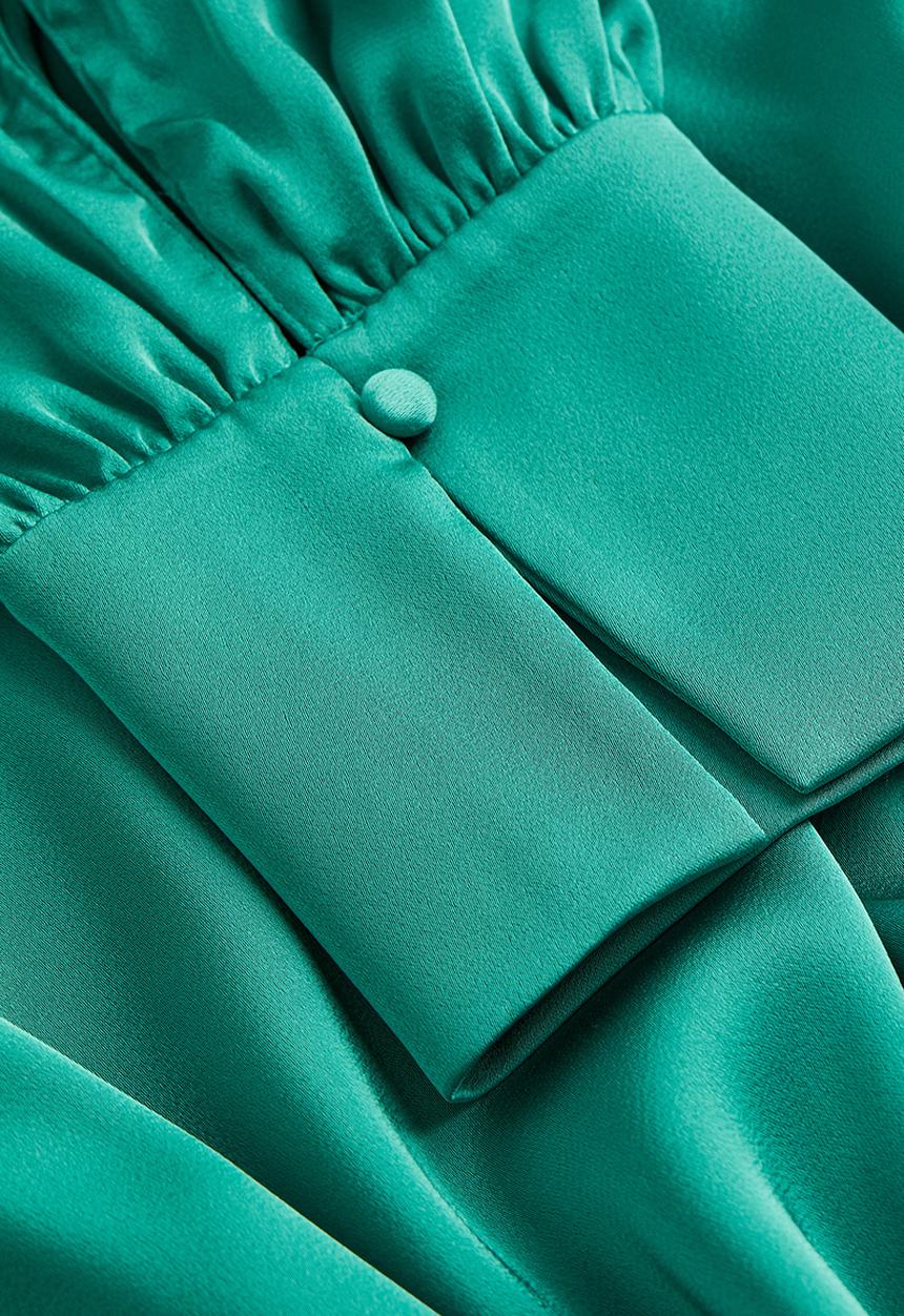 H&M - Tie-belt satin dress - green