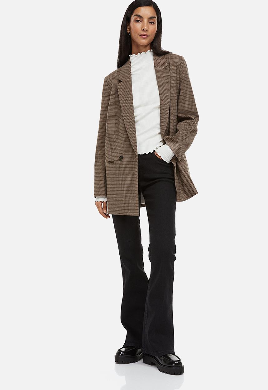 H&M - Long-sleeved ribbed top - cream