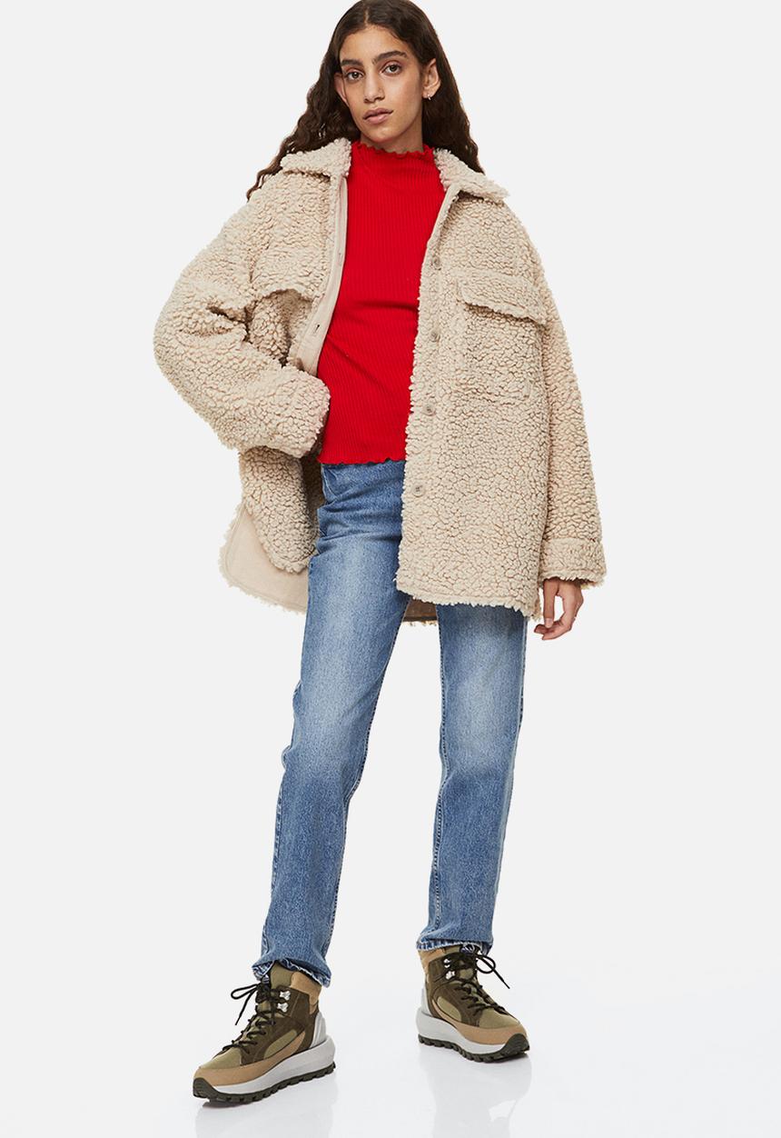 H&M - Long-sleeved ribbed top - red