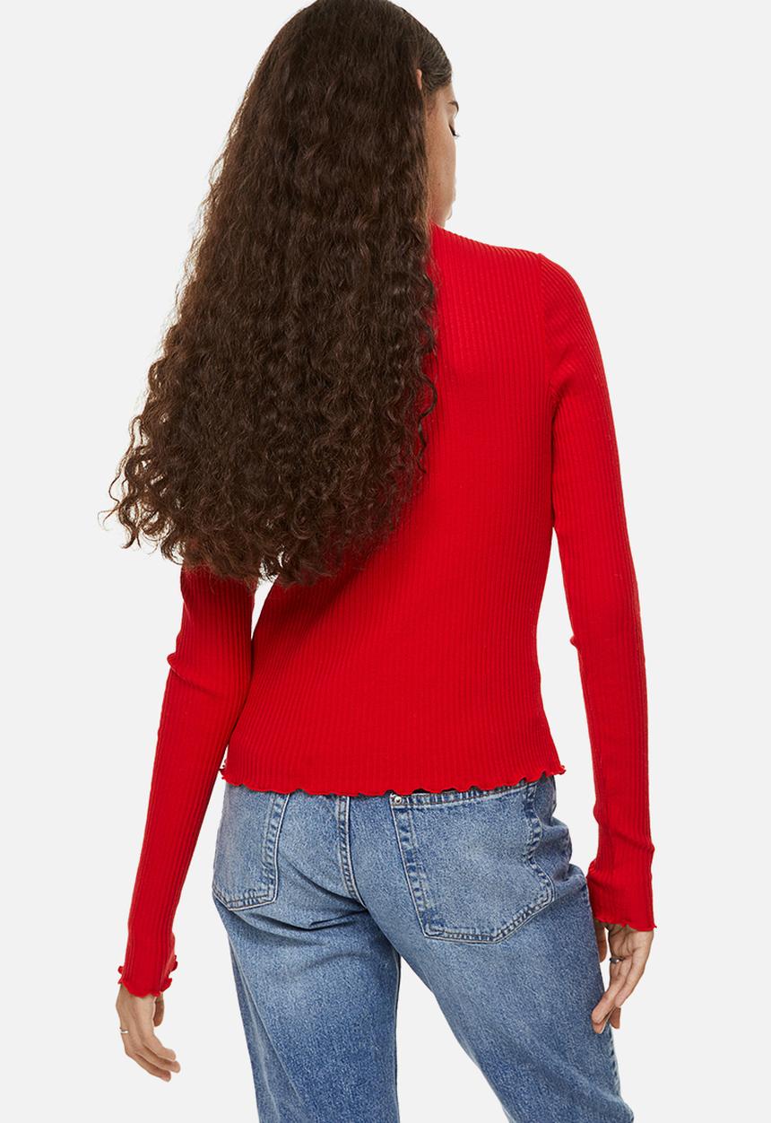 H&M - Long-sleeved ribbed top - red
