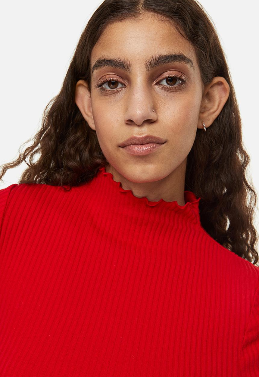 H&M - Long-sleeved ribbed top - red