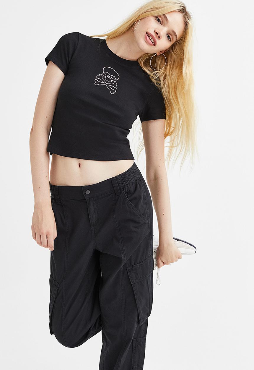 H&M - Fitted top - black/skull