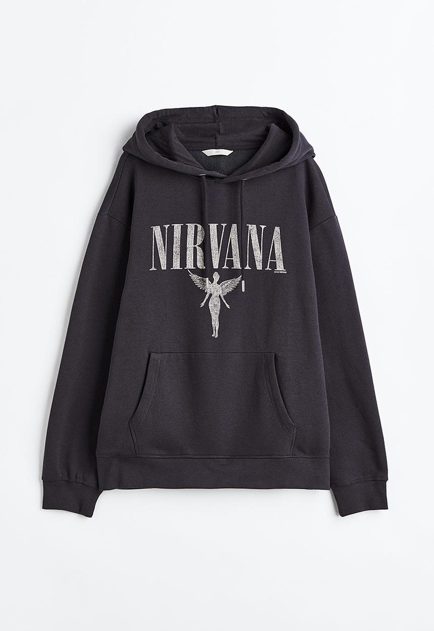 H&M - Motif-front hoodie - dark grey/nirvana