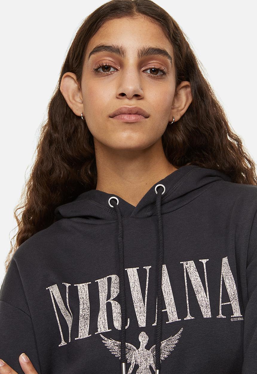 H&M - Motif-front hoodie - dark grey/nirvana