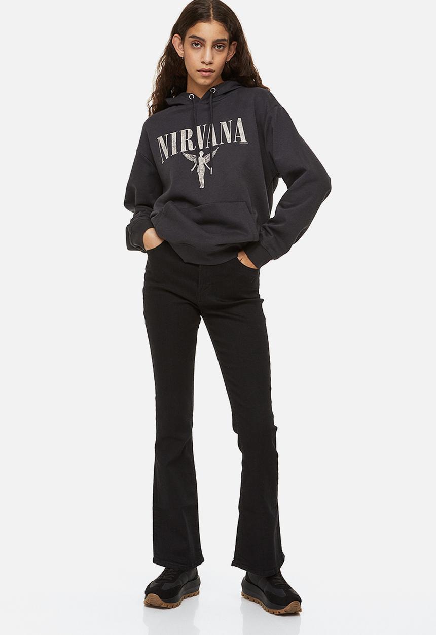 H&M - Motif-front hoodie - dark grey/nirvana
