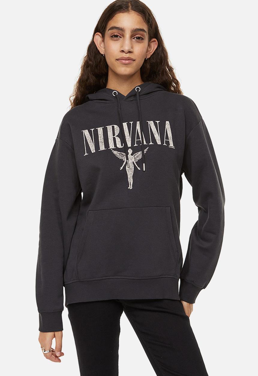 H&M - Motif-front hoodie - dark grey/nirvana