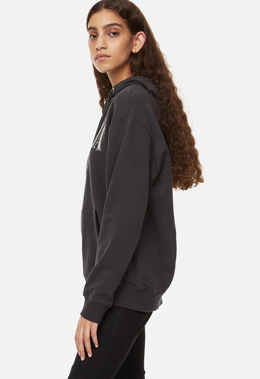 H&M - Motif-front hoodie - dark grey/nirvana