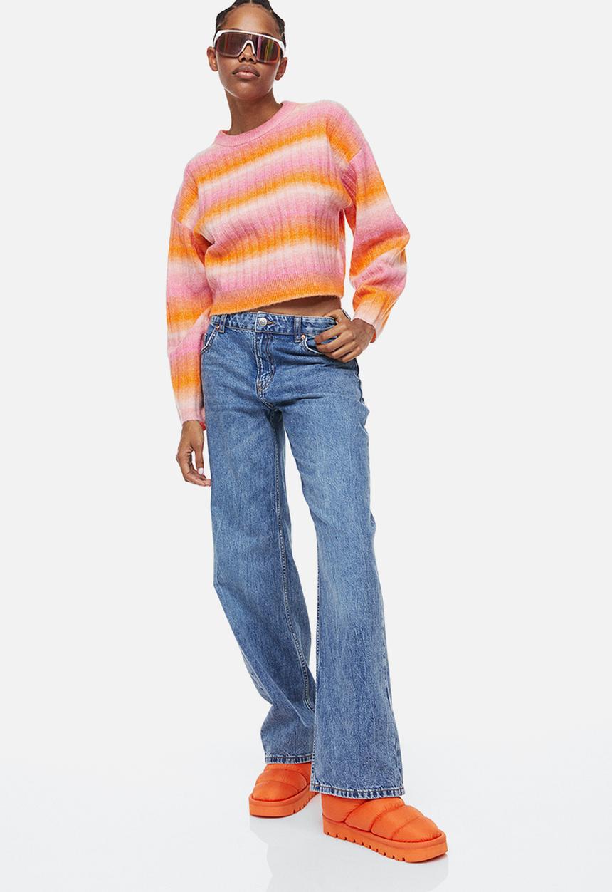 H&M - Rib-knit jumper - orange/striped