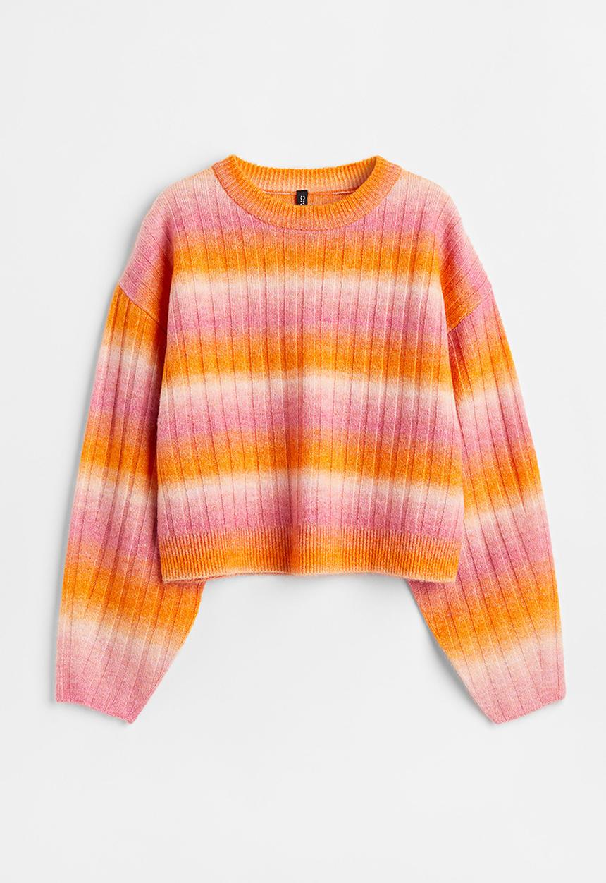 H&M - Rib-knit jumper - orange/striped