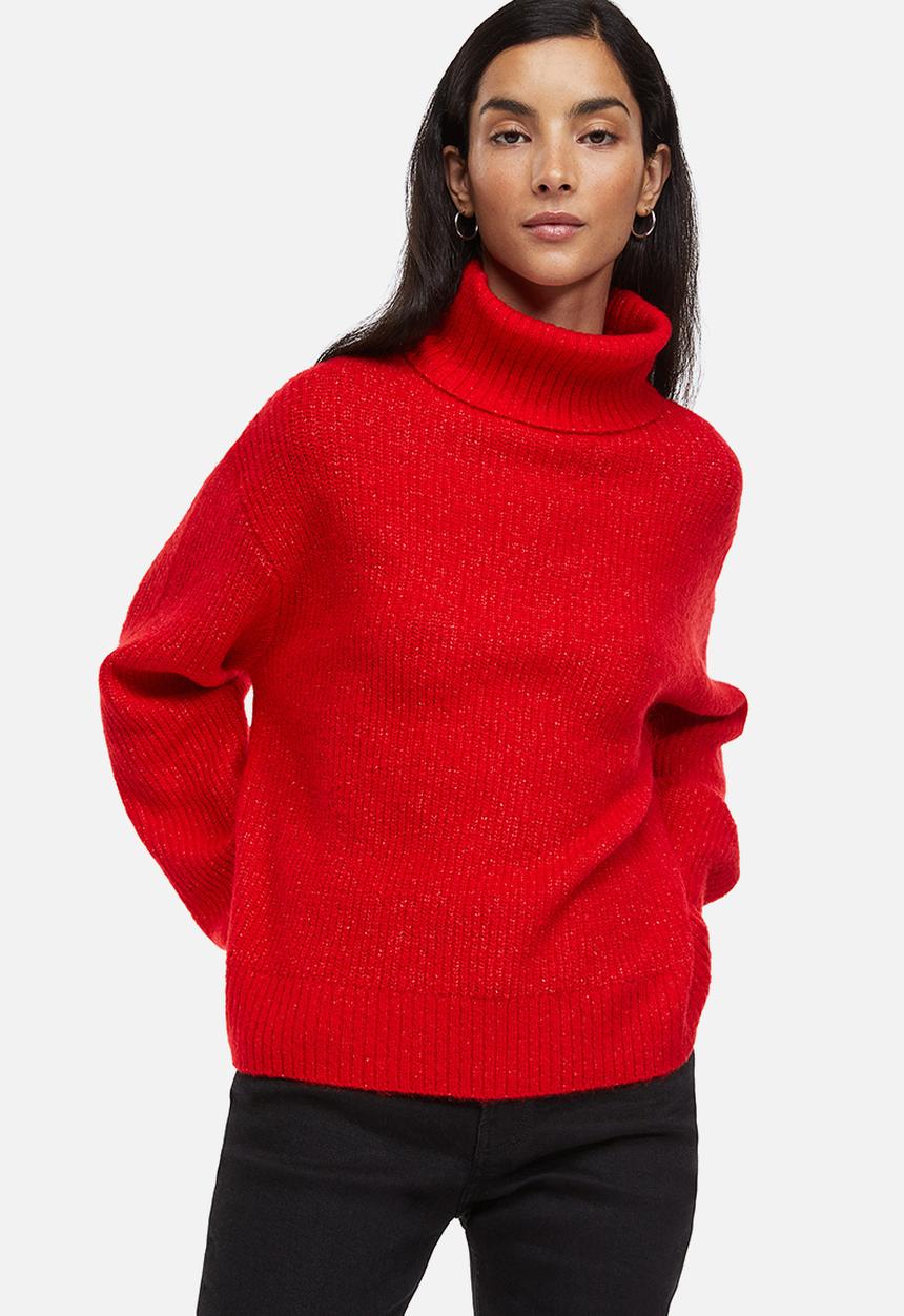 H&M - Rib-knit polo-neck jumper - red