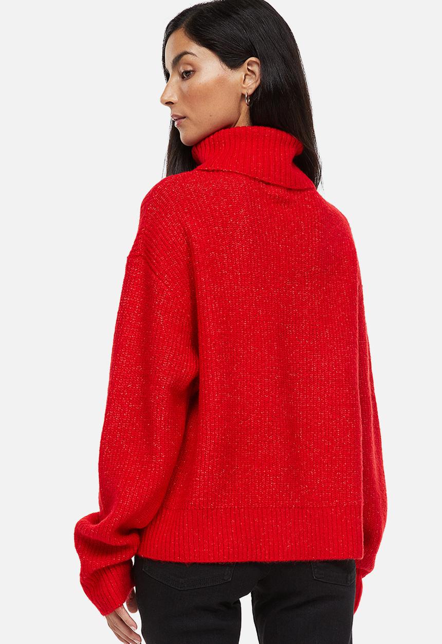 H&M - Rib-knit polo-neck jumper - red