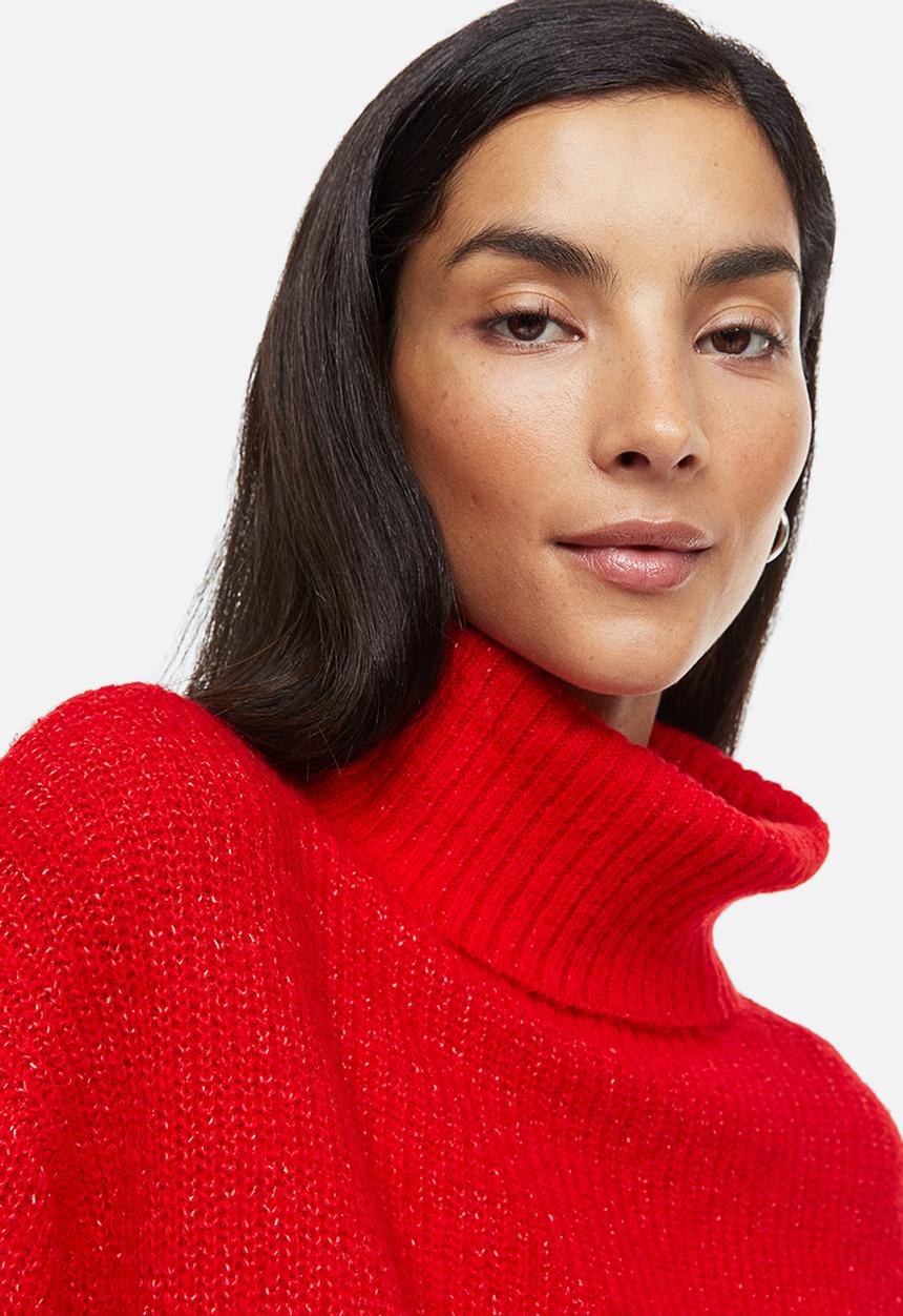 H&M - Rib-knit polo-neck jumper - red