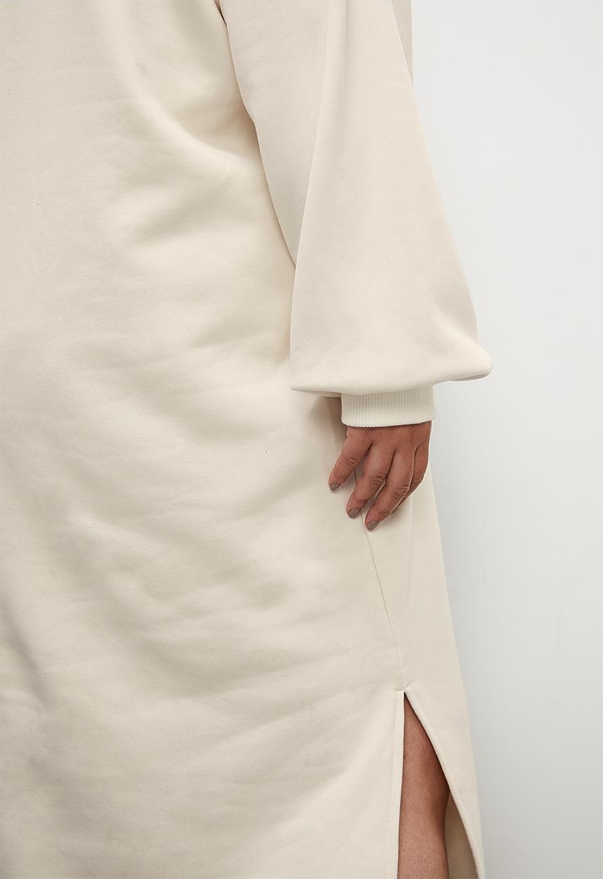 Blake - Preppy v-neck sweat midi dress - ecru & green