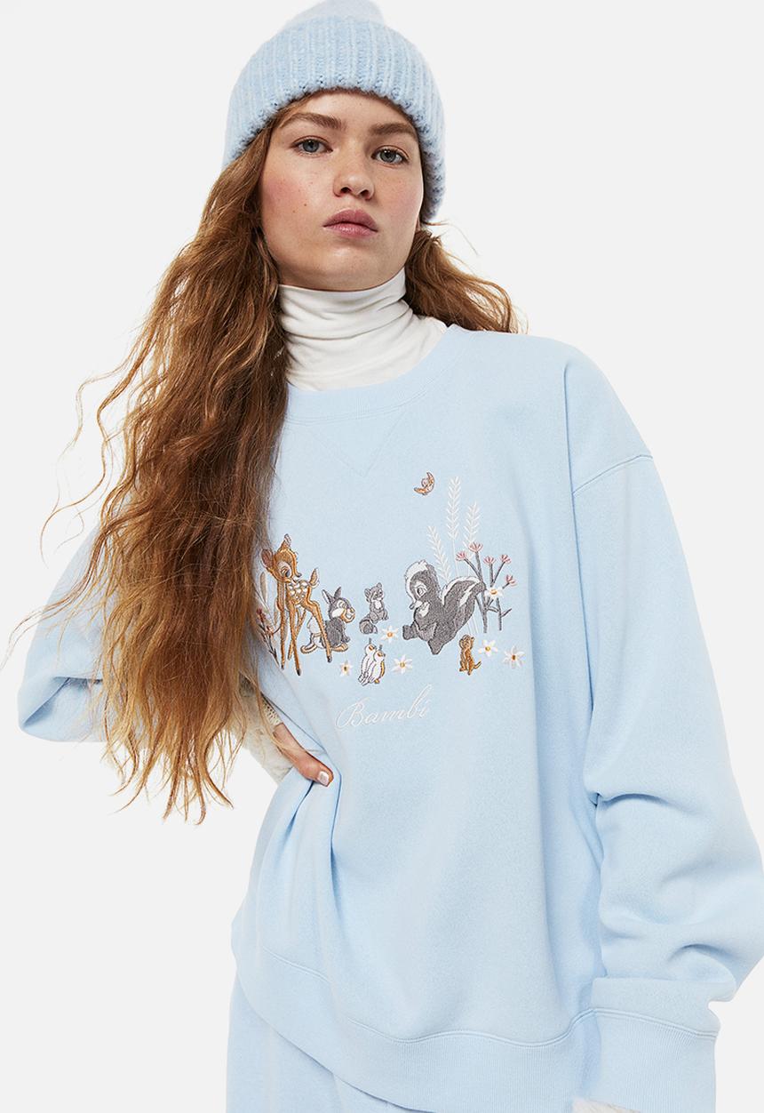 H&M - Printed sweatshirt - light blue/bambi