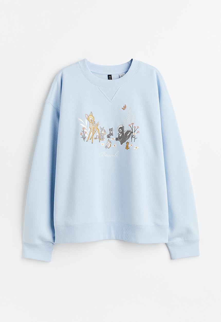 H&M - Printed sweatshirt - light blue/bambi