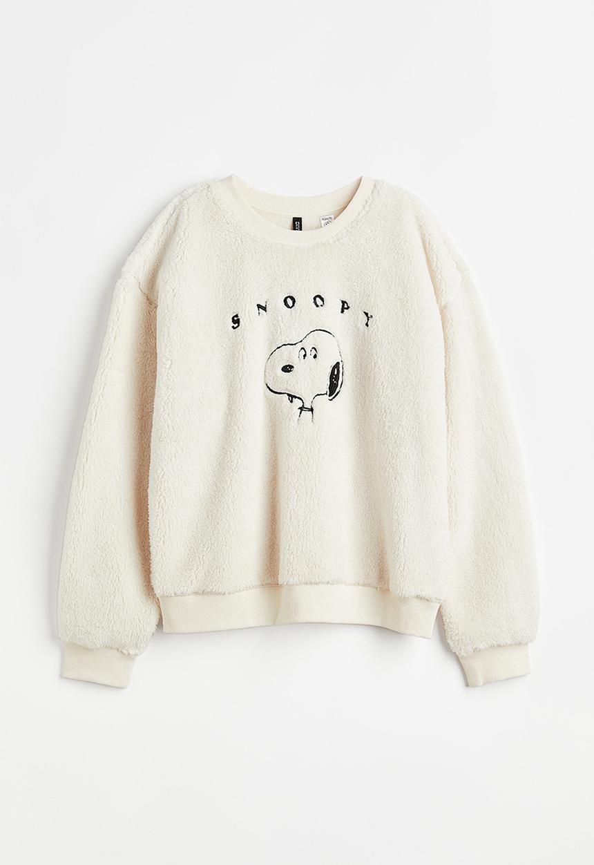 H&M - Printed sweatshirt - cream/snoopy