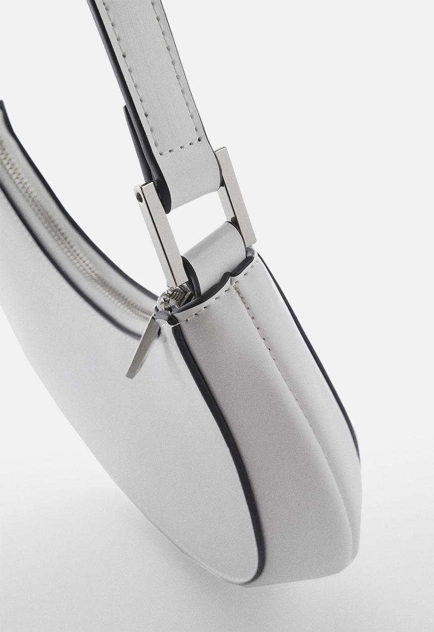 MANGO - Oval short handle bag - white