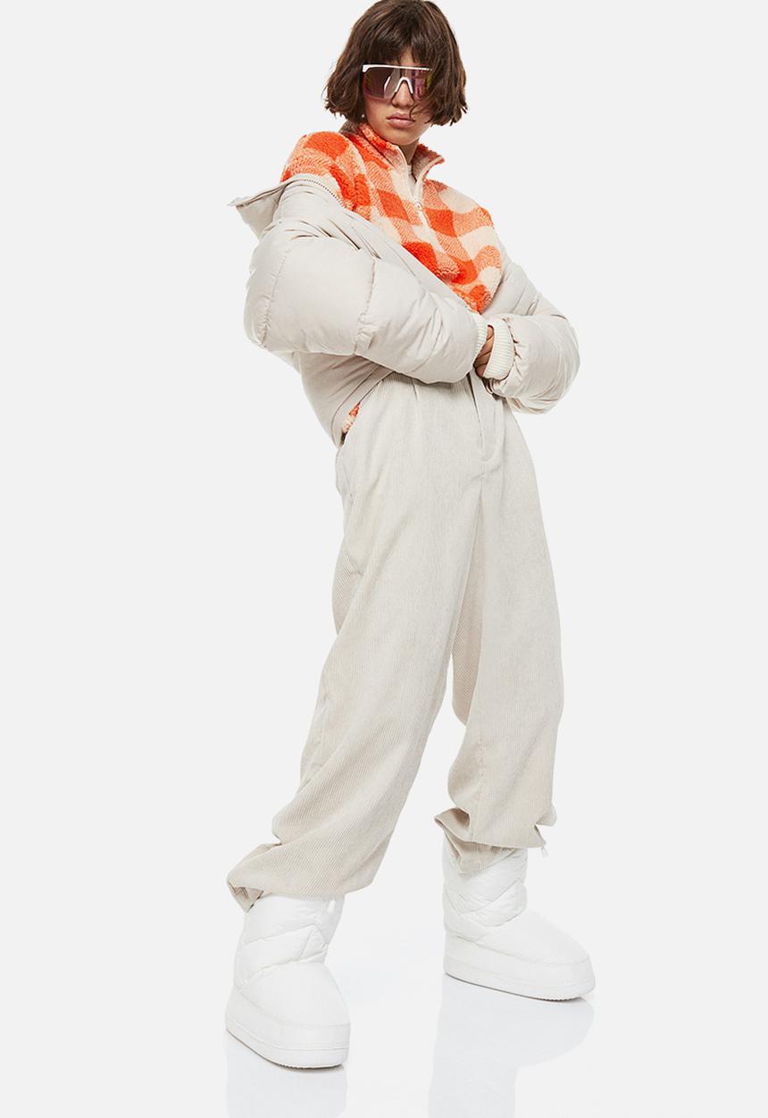 H&M - Zip-top teddy sweatshirt - orange/checked