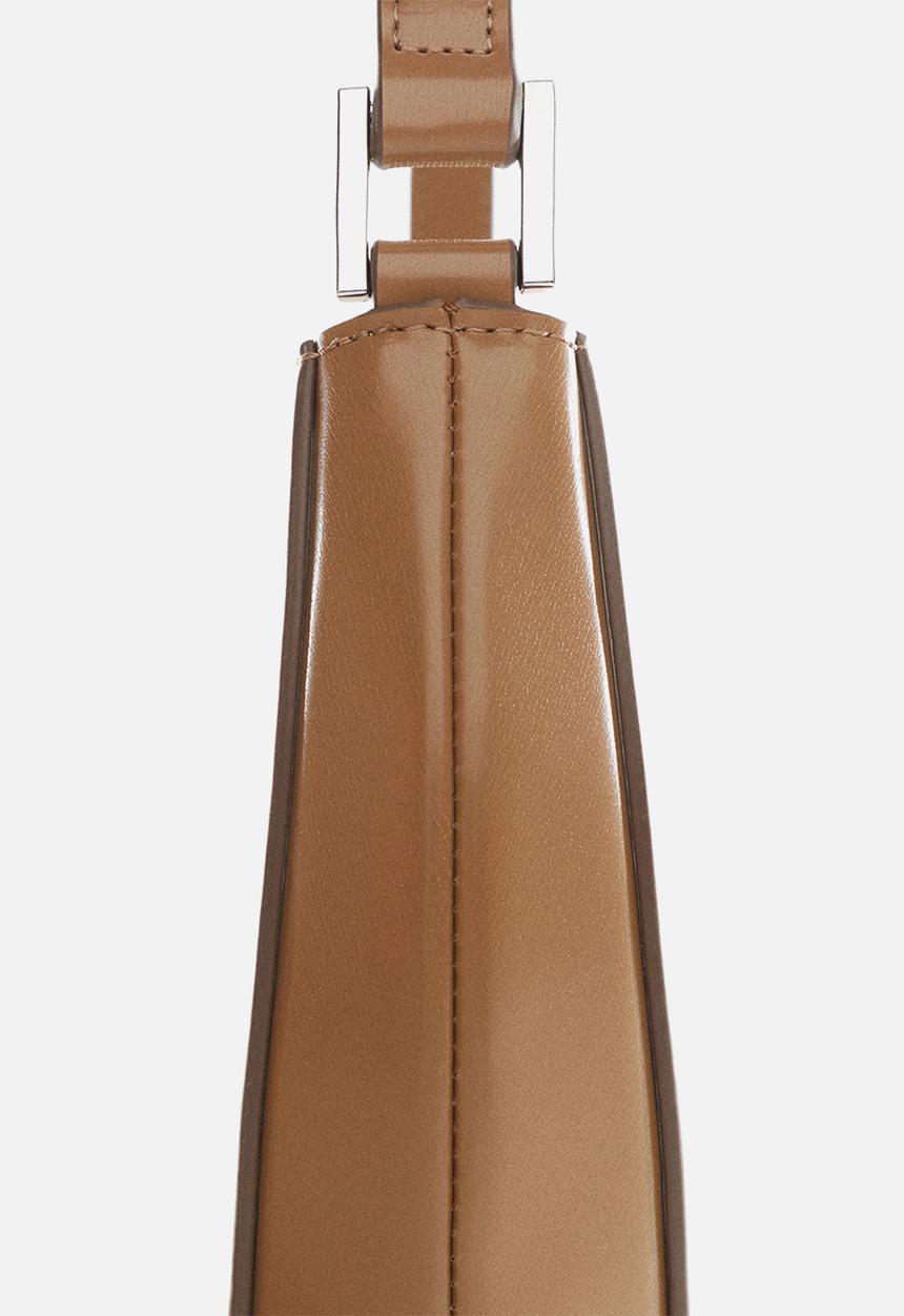 MANGO - Oval short handle bag - medium brown