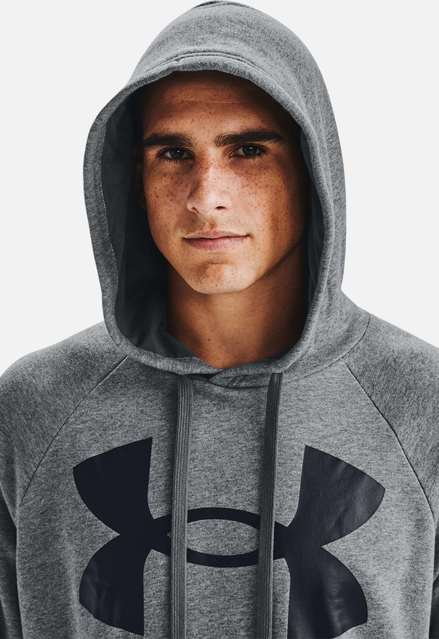 Under Armour - Ua rival fleece big logo hood - pitch gray light heather