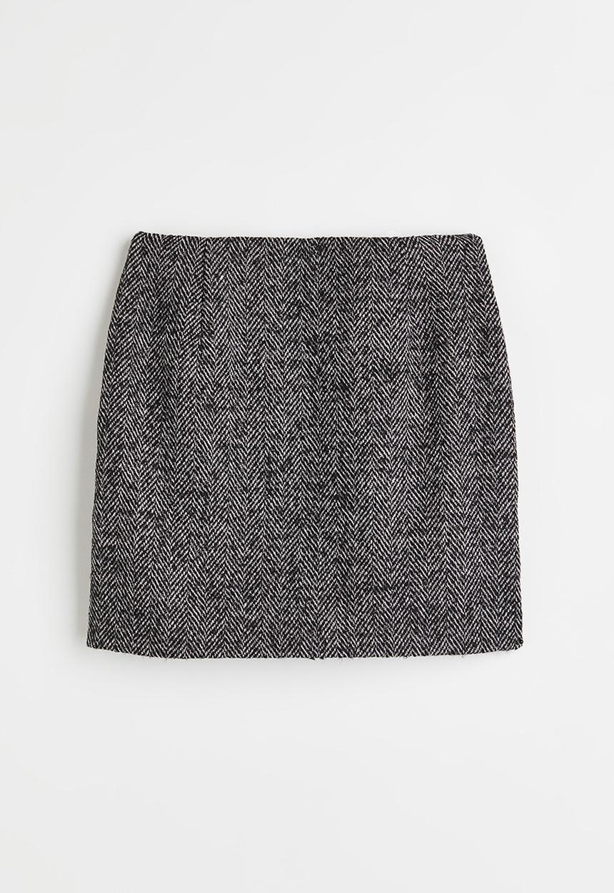 H&M - Mini skirt - grey/herringbone-patterned