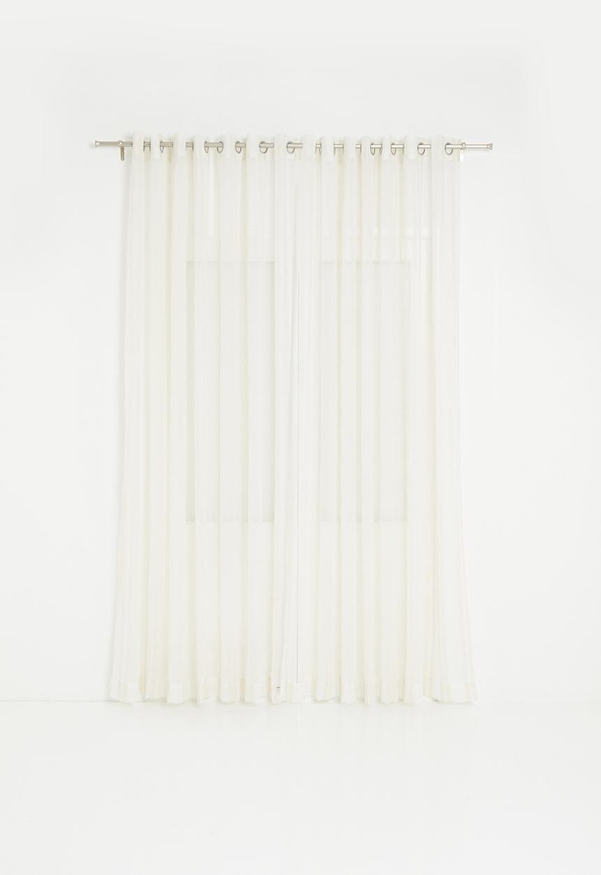 Design Collection - Linen stripe eyelet curtain - natural/linen