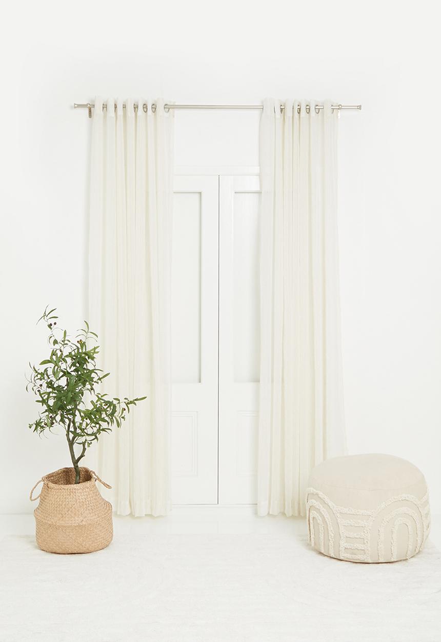 Design Collection - Linen stripe eyelet curtain - natural/linen
