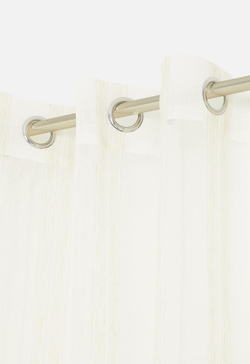 Design Collection - Linen stripe eyelet curtain - natural/linen