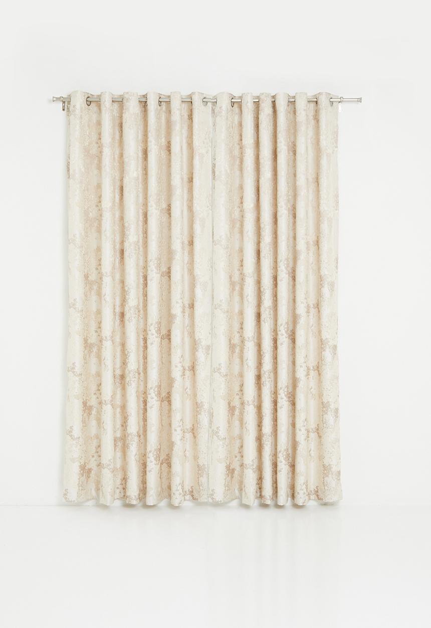 Design Collection - Victoria jacquard eyelet curtain - natural/taupe