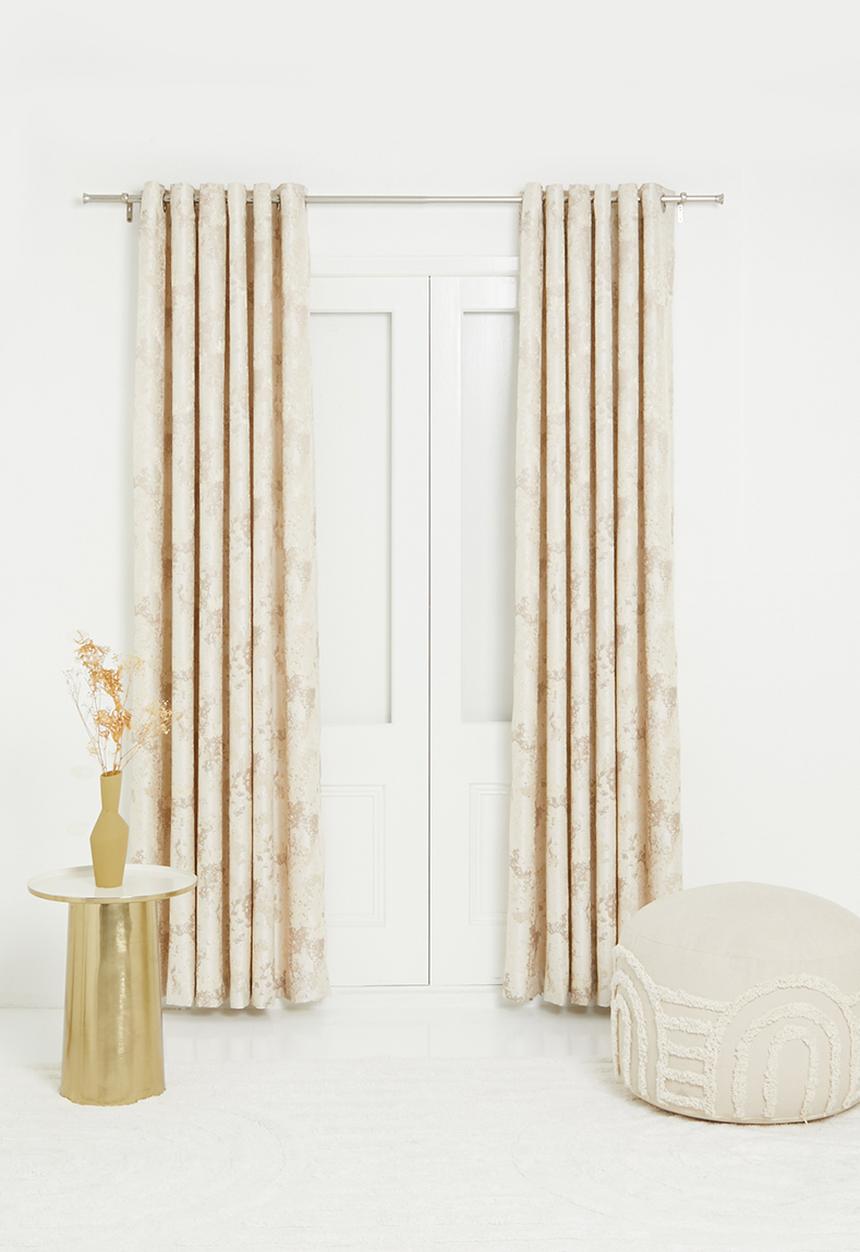 Design Collection - Victoria jacquard eyelet curtain - natural/taupe