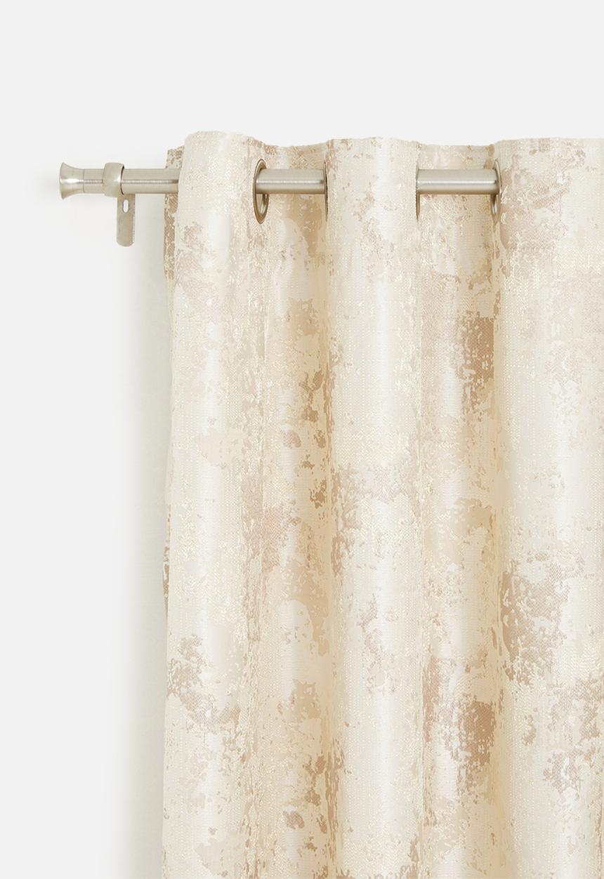 Design Collection - Victoria jacquard eyelet curtain - natural/taupe