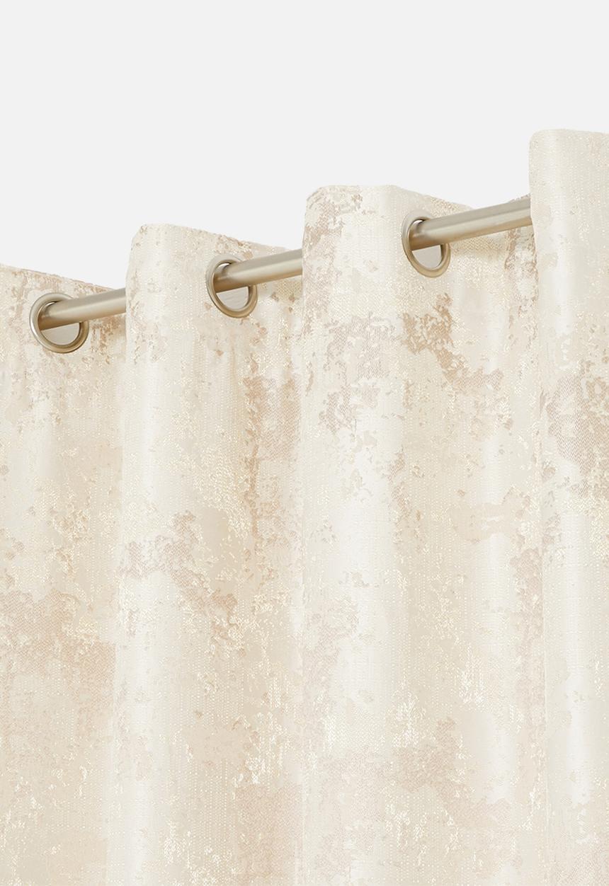 Design Collection - Victoria jacquard eyelet curtain - natural/taupe