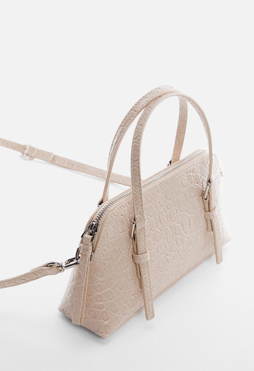 MANGO - Crocodile-effect handbag - off white