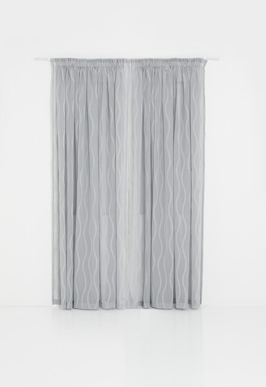 Design Collection - Wave sheer taped curtain -  grey