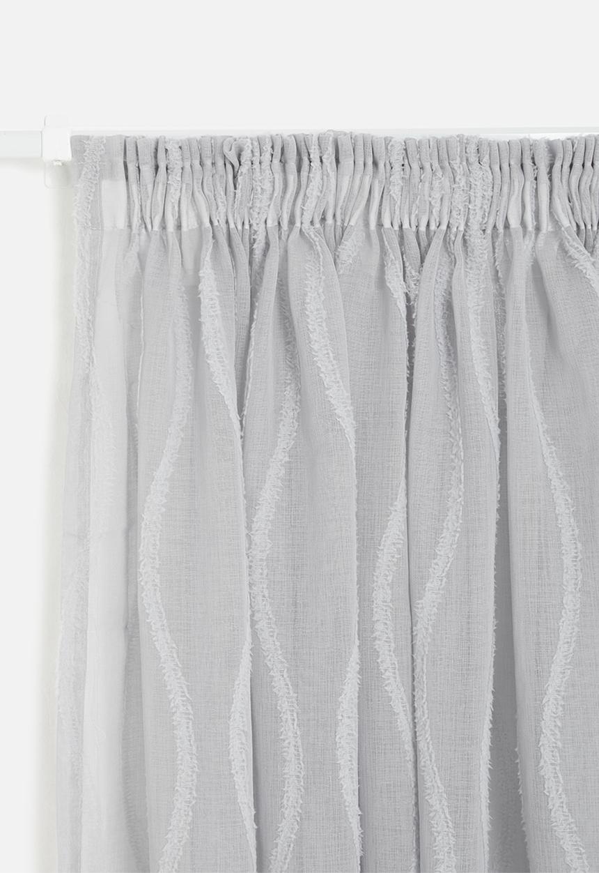 Design Collection - Wave sheer taped curtain -  grey