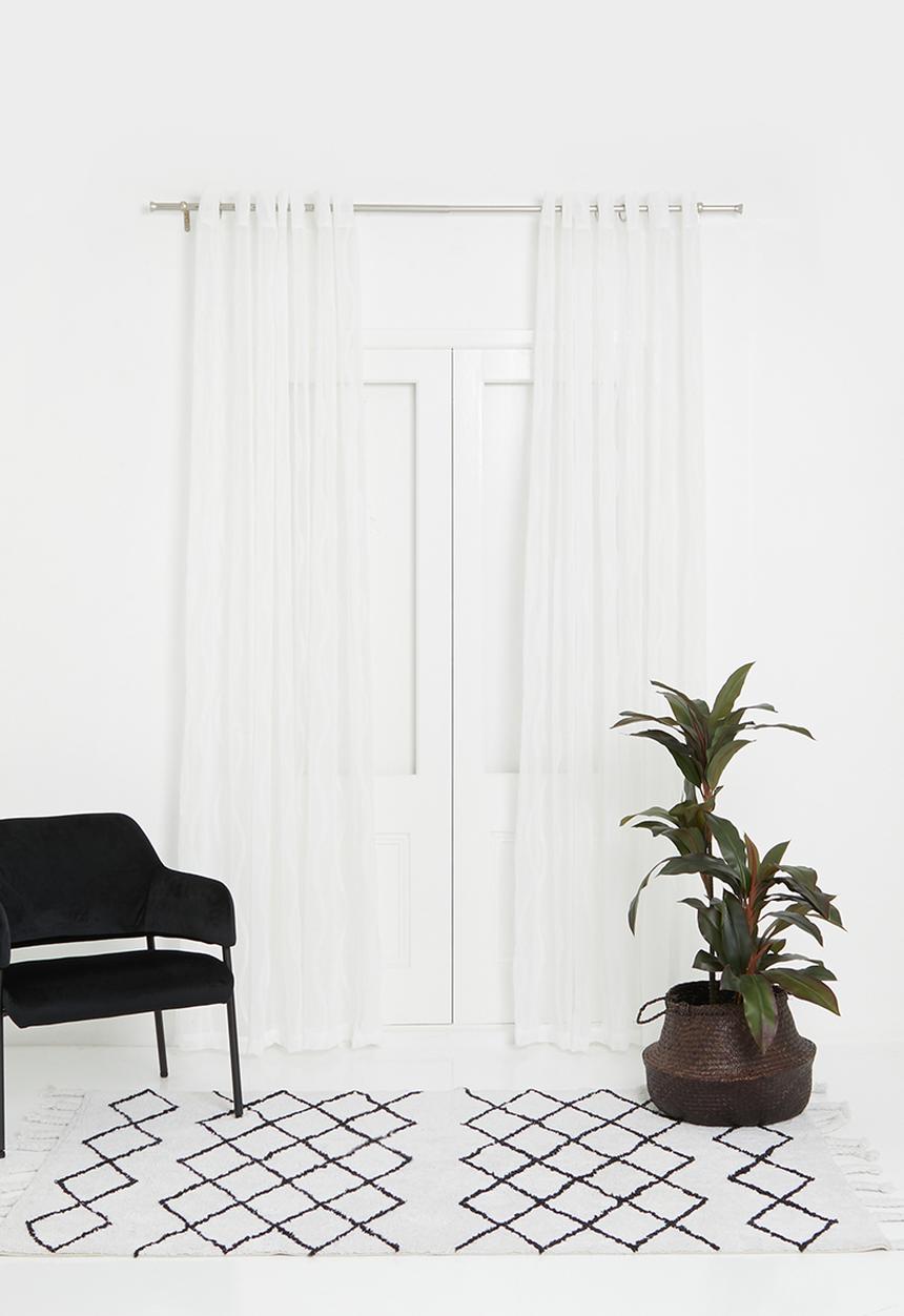 Design Collection - Wave sheer eyelet curtain -  natural/white
