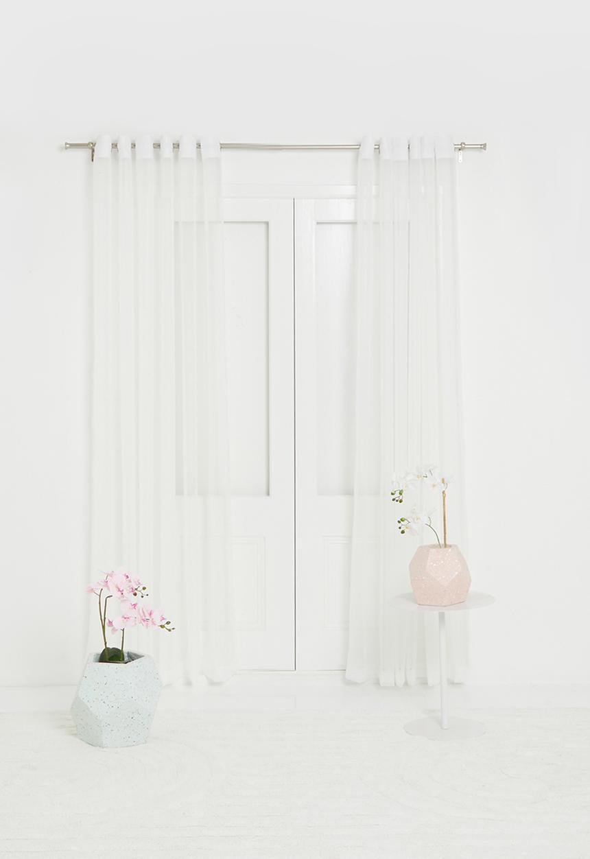 Design Collection - Plain voile eyelet curtain - white