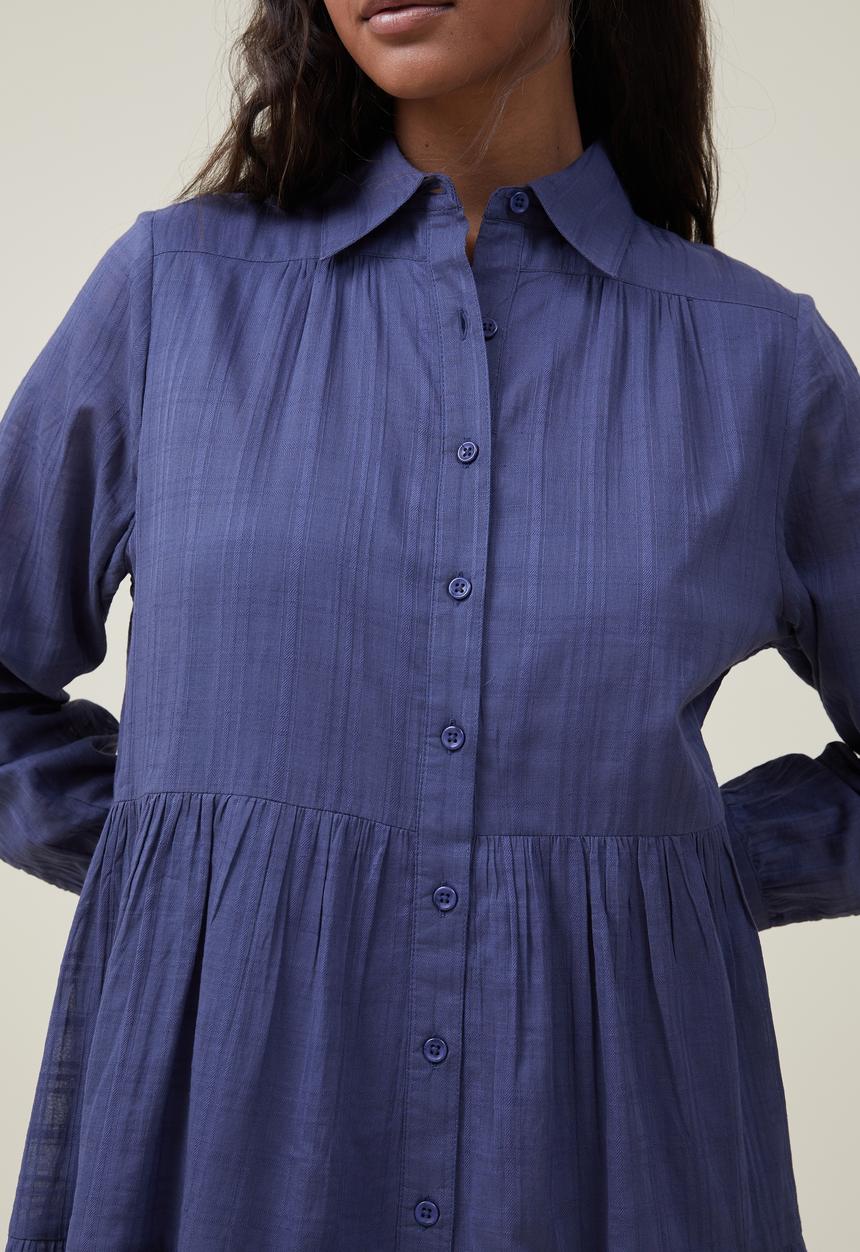Cotton On - Shannon button front shirt mini dress - vintage navy