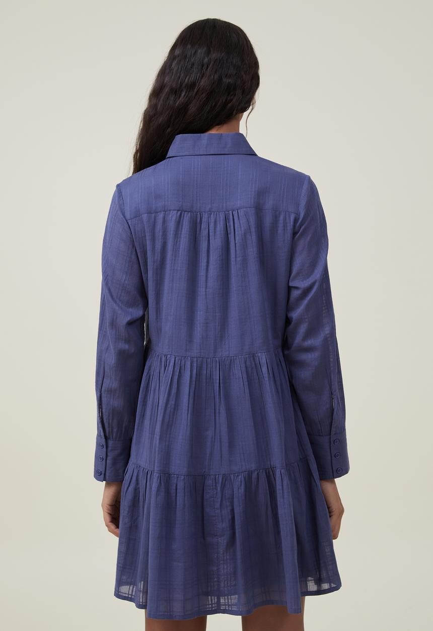 Cotton On - Shannon button front shirt mini dress - vintage navy