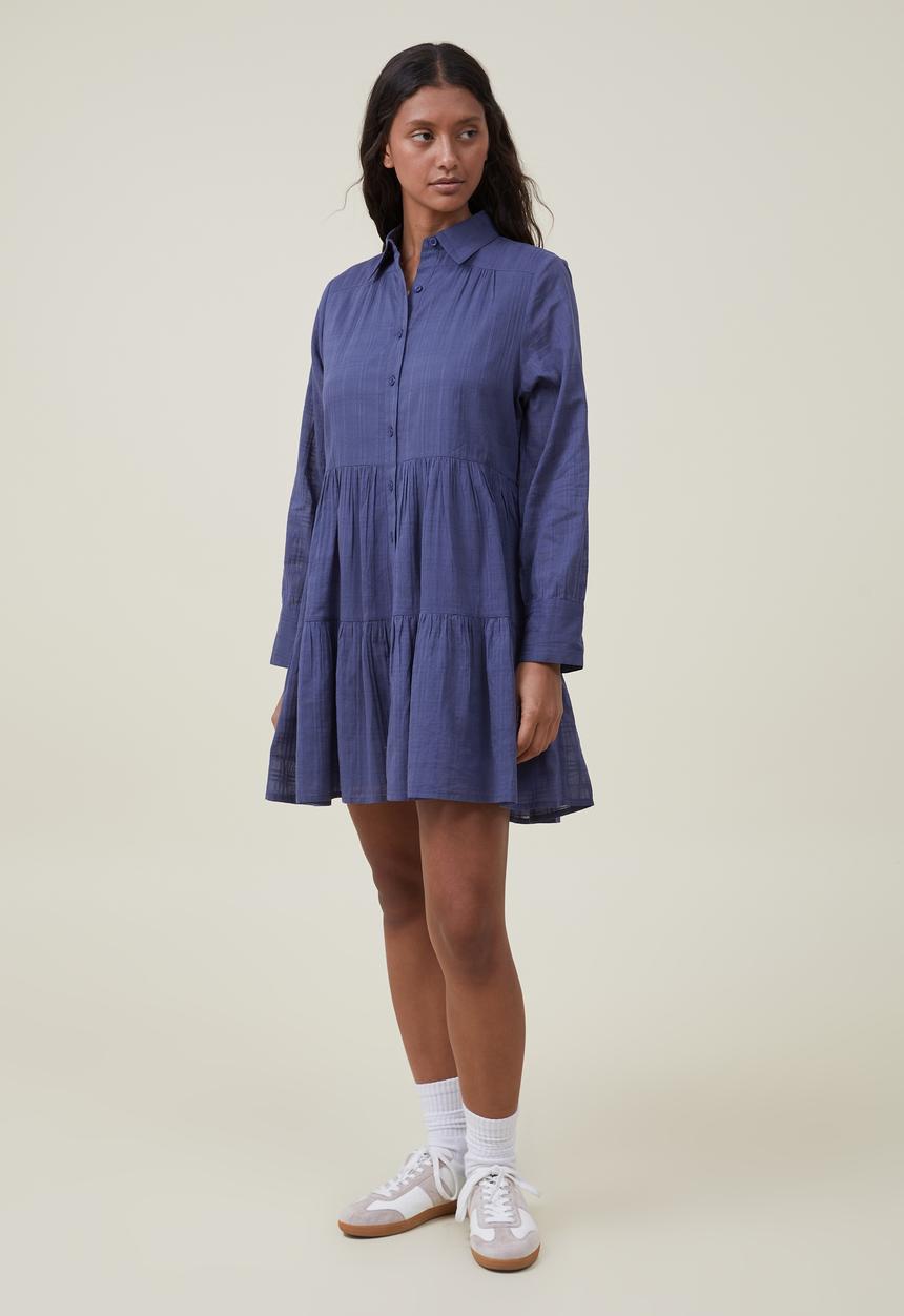Cotton On - Shannon button front shirt mini dress - vintage navy