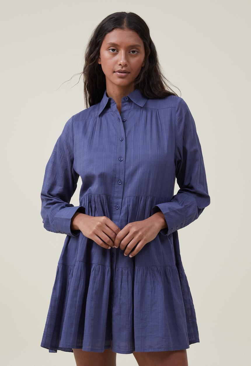 Cotton On - Shannon button front shirt mini dress - vintage navy