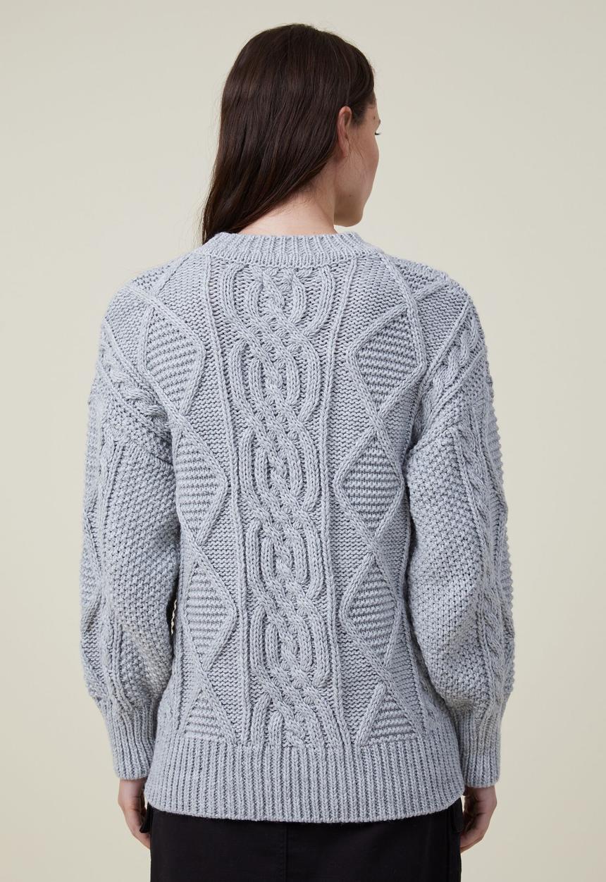 Cotton On - Oversized cable pullover - soft grey marle