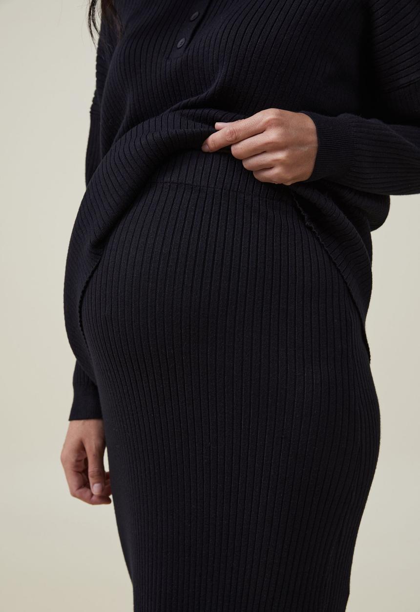 Cotton On - Maternity friendly urban midi skirt  - black