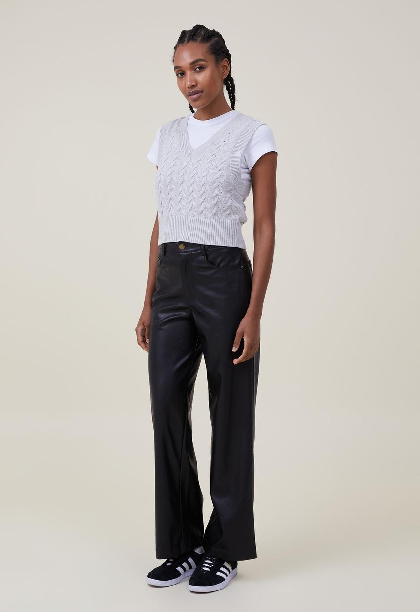 Cotton On - Arden faux leather pant - black